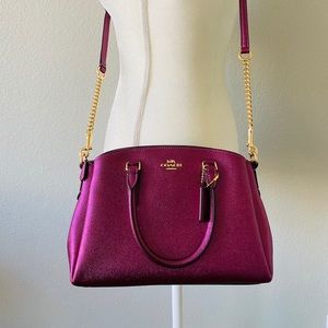 NWT Coach Metallic Crossgrain Leather Mini Sage